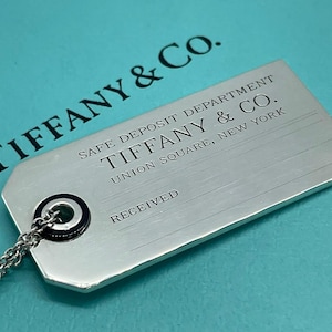 Authentische Tiffany & Co. Safe Abteilung Tag Halskette Silber w / Box