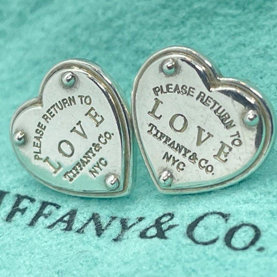 Tiffany Co Heart Earrings Please Return to Love Sterling Silver W Pouch Box Etsy