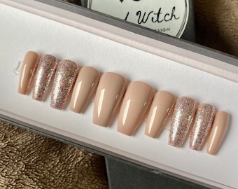 Nude Nails Glitter | Etsy