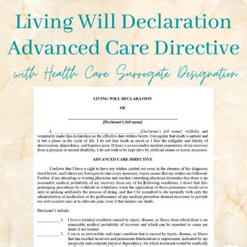 Living Will Declaration, Advance Care Directive, With Health Care