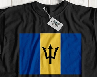 Camiseta con la bandera de Barbados / Camiseta con la bandera de Barbados / Camiseta con la bandera de Barbados / Top con bandera azul y amarilla / Idea de regalo de Barbados / Camiseta con la bandera de Barbados