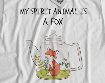 Camiseta "Meu Animal Espiritual é uma Raposa" | Camiseta engraçada de raposa | Camiseta "Eu sou uma raposa" | Camiseta para amantes de raposas | Camiseta de raposa para presente | Ideias de presentes com tema de raposa