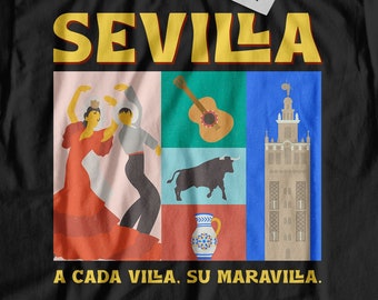 Unisex Sevilla T-Shirt | Spanish Seville Gifts & Bullfighting / Flamenco Shirts