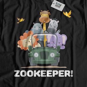 T-shirt engraçado unisex do Zookeeper | Camisa de festa de aniversário do zoológico, presentes de zoologia e camisas de safári