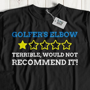 Unisex Funny Golfer's Elbow T-Shirt | Mediale epicondylitis Shirt | honkbal elleboog, koffer elleboog, onderarm blessure cadeau ideeën