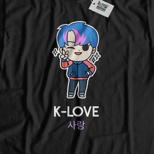 K-Love Unisex Süßes K-Pop T-Shirt | Südkoreanisches Pop Anime Shirt | K Pop Cartoon Geschenkideen, Lustiges KPop Top, Korea Pop Top