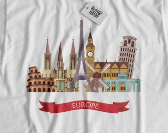 Unisex European Monuments T-Shirt And Travelling Europe Gifts