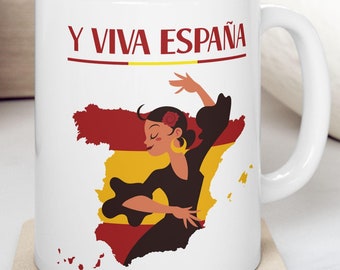 Y Viva Espana! Tazza con eredità e cultura spagnola da 11 once, regalo per ballerini di flamenco spagnoli