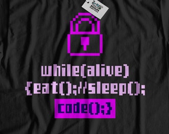 While Alive Eat Sleep Code Unisex Funny Coding T-Shirt | Computer Programmer Shirt | Software Developer Gifts