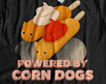 Aangedreven door Corn Dogs Unisex Funny Corn Dog T-Shirt | Leuke Corndogs Cadeau Ideeën | Worst maïsmeel Beslag Shirt