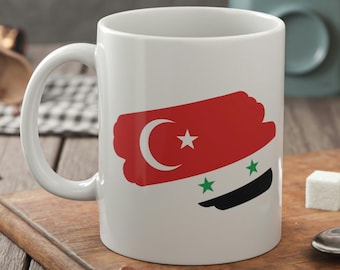 Turkije & Syrië Vlag Mok 11oz 330ml Turkse en Syrische geschenken