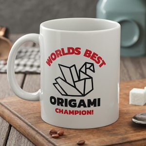 Worlds Best Origami Champion Mug 11oz 330ml Paper Swan Gifts