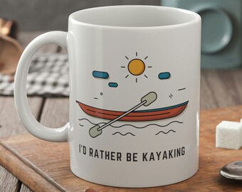 Caneca Eu prefiro estar de caiaque 11 onças 330 ml para presentes e canecas de caiaque