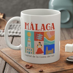 Malaga Mug 11oz 330ml Spanish Gifts & Trip To Spain Mugs