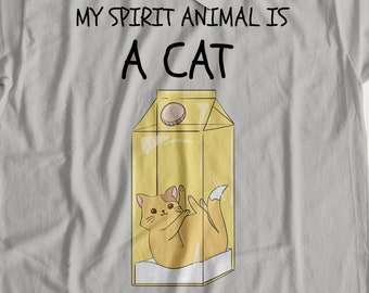 ユニセックス 私のスピリットアニマルは猫です Tシャツ | 面白い猫Tシャツ | 私は猫ですTシャツ | 猫のギフトアイデア | 子猫Tシャツギフト | かわいい猫トップス