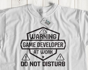 Unisex Funny Game Developer T-Shirt | Gaming Developer present for Coders | Retro Indie dev gift ideas | Warning game developer at work!