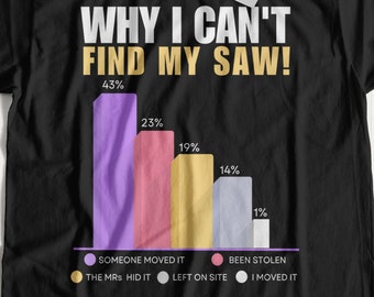 Why I Can't Find My Saw! Unisex Funny Carpenter T-Shirt & Woodworker Gifts For Arborist