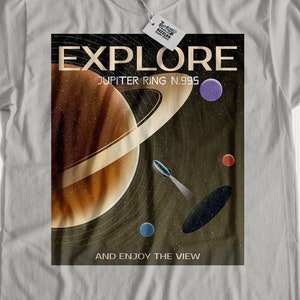 Unisex Jupiter T-Shirt, Jupiters Ringe Geschenkideen, Space Exploration Shirt Astronaut Geschenke, Kosmonaut Shirts, Spacecraft T-Shirt