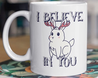 I Believe In You Cute Jackalope Mug 11oz 330ml Mythical Animal Of North American folklore Gifts