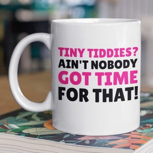 Tiny Tiddies? Funny Boob Job Mug 11oz 330ml Plastic Surgery Gifts