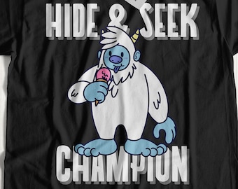 Funny Abominable Snowman T-Shirt | Yeti Gift Ideas | Fun Hide & Seek Shirt Himalayan folklore Gifts