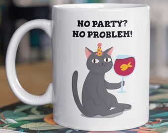 No Party No Problem Funny Introvert Mug 11oz 330ml Introverted Gift Ideas