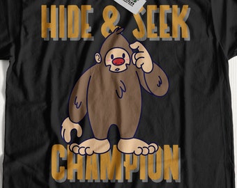 Unisex Funny Bigfoot T-Shirt | Sasquatch Shirt | Hide And Seek Champion Gift Ideas | North American forests