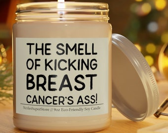 Funny Mastectomy Candle Scented 9oz Breast Surgery Gifts Get Well Soon Recovery, The Smell Of Kicking Breast Cancer's Ass!