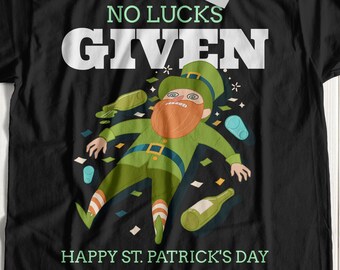 Unissex nenhuma sorte dada camiseta engraçada do Dia de São Patrício | Camisas de duende bêbado e presentes para beber na Irlanda