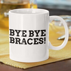 Caneca engraçada 11oz 330ml dos suspensórios | Chega de aparelho! Aparelhos dentais fora canecas de <br> Entrega Rápida? Ideias para presentes de odontologia