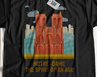Unisex Cathédrale Notre-Dame de Paris t-shirt | Cathedral Notre Dame shirt | Paris medieval Catholic cathedral gift ideas