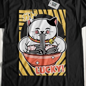 Unisex Funny Ramen Noodles T-Shirt | Japanese Cat Ramen Shirt | Japanese Noodle Soup Gifts | Cool Asian Shirts | Japanese Ramen Kitten Gift