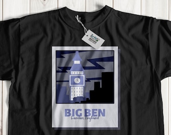 T-shirt Londra Big Ben UK Unisex Cotone Nera Bianca Royal Navy S-4XL