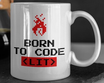 Born To Code <Lit> Lustige Codierung Tasse 11oz 330ml Geschenk für einen Coder Tassen