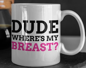 Caneca engraçada 330ml 11oz do câncer de mama | Canecas de mastectomia | Recuperação melhora logo ideia de presente para cirurgia de câncer de mama