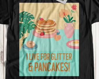 Ich liebe Glitzer & Pfannkuchen – T-Shirt und Geschenke zum Faschingsdienstag für Pfannkuchenmischung