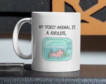 Meu espírito animal é um axolote | caneca engraçada do axolotl | ideia fofa de presente para axolotl | presentes engraçados do axolotl | axolote presente | xícara de axolote legal