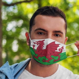 Unisex Welsh flag Face Mask | Breathable & Flexible Flag of Wales elasticated face covers