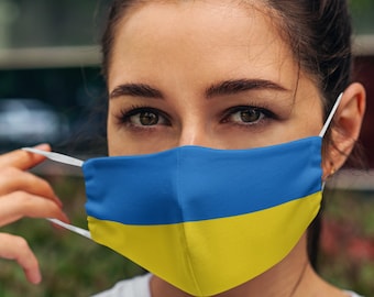 Unisex Flag of Ukraine Breathable & Flexible elasticated face covers | Ukrainian flag Face Mask