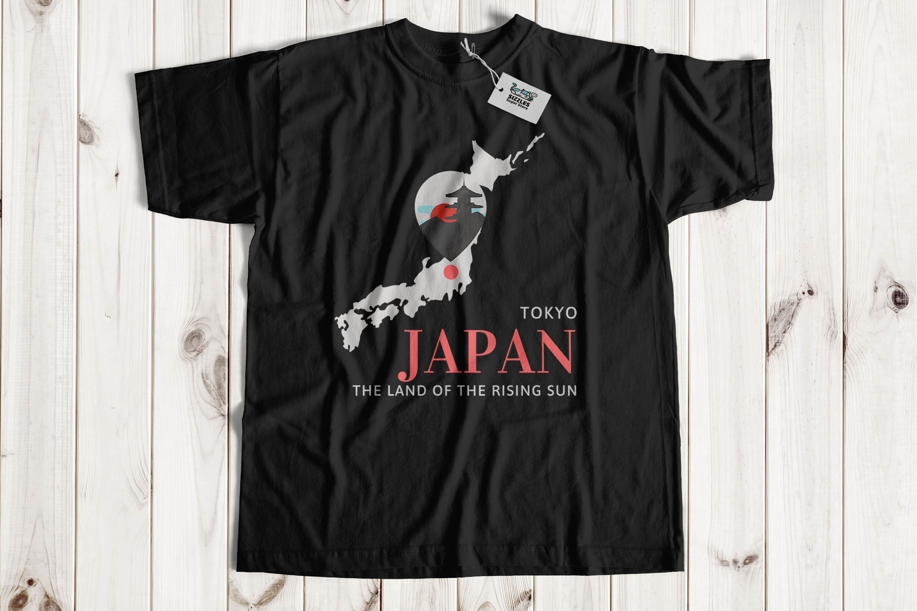 The Land of the Rising Sun Japan Tokyo T-shirt | Map of Japan