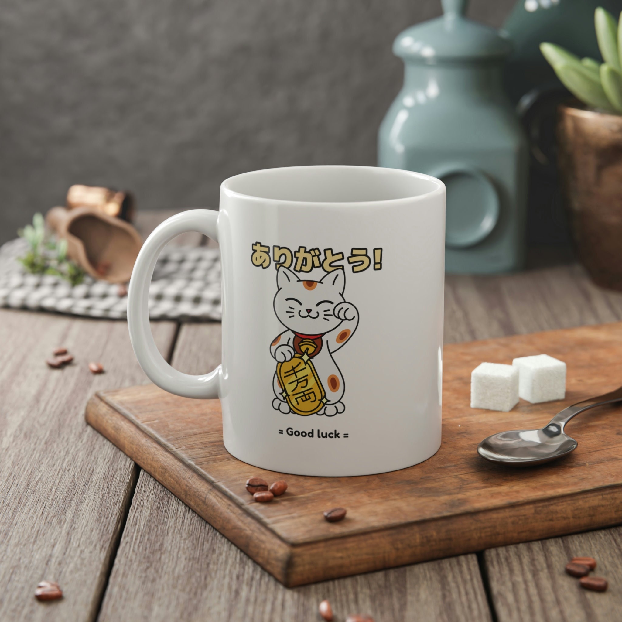 Funny Beckoning Cat Mug 11oz 330ml Lucky Waving Cats Gifts