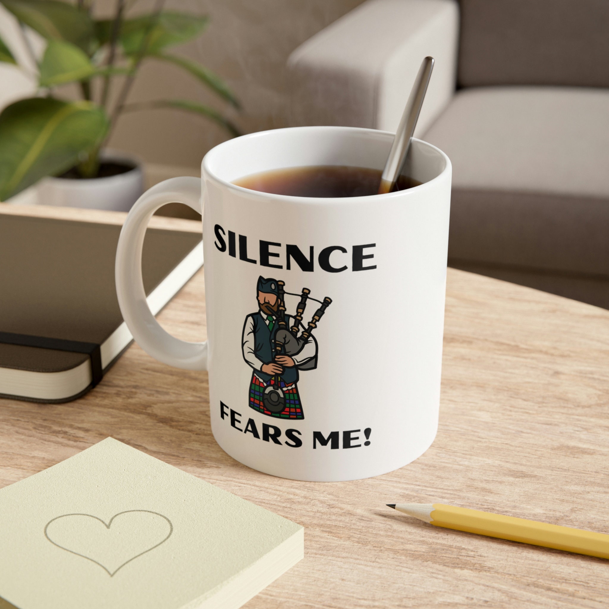 Sottobicchiere Divertente 'In My Head I'm Playing My Bagpipes' – Regalo Originale In MDF, 9x9 Cm, Finitura Lucida