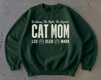 Custom Cat Mom Paws T-Shirt Personalized Cat Mother Sweatshirt 00004