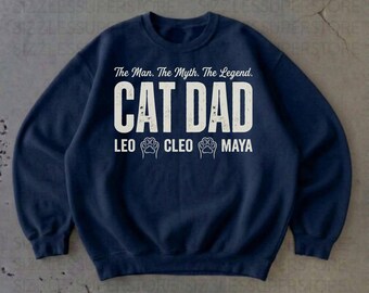 Custom Cat Dad Paws T-Shirt Personalized Cat Father Sweatshirt 00003