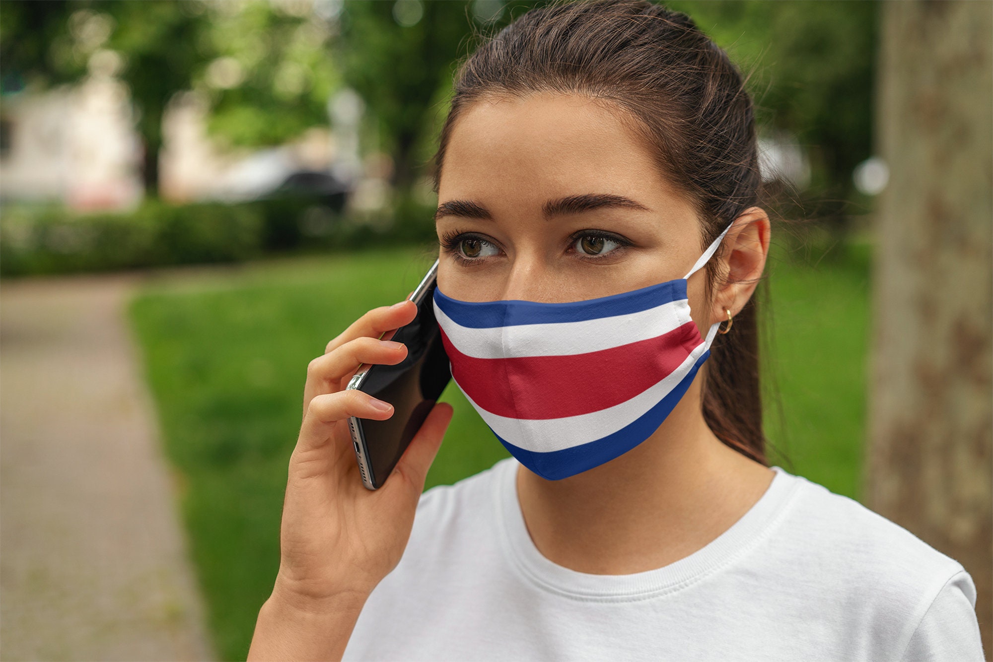 Unisex Flag of Costa Rica Breathable & Flexible Elasticated Face Covers ...