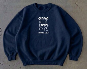 Custom Cat Dad Glasses T-Shirt Personalized Cat Father Sweatshirt #00010