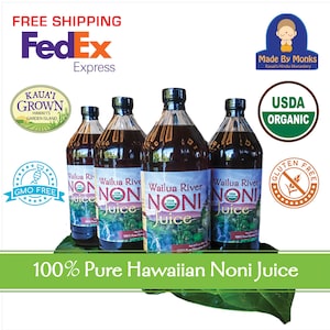 Wailua River Noni Juice Organic Hawaii Hawaiian Four Quart Bottles