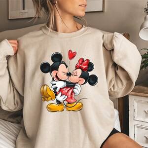 Disney Mickey Minnie Love Sweatshirt, Mickey and Minnie Valentine Tee, Disneyland Shirt, Mickey Minnie Shirt, Kiss Love Shirt, valentine