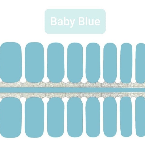Baby Blue 100% Nail Polish Wraps, Nail Strips, Nail Stickers, Nail Decals, Pack of 16 Nails Strips
