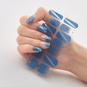 3D Nail Polish Strips: Blue Stars, No Dry Time